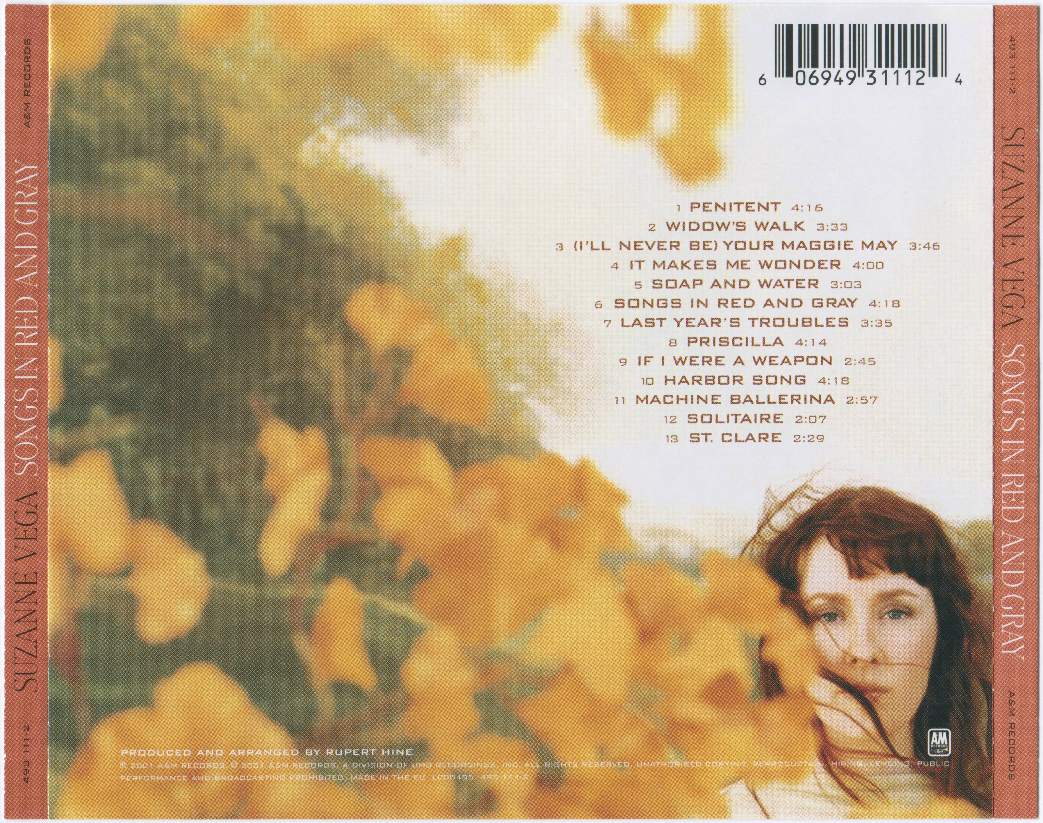 Suzanne Vega  Songs In Red And Gray : Back